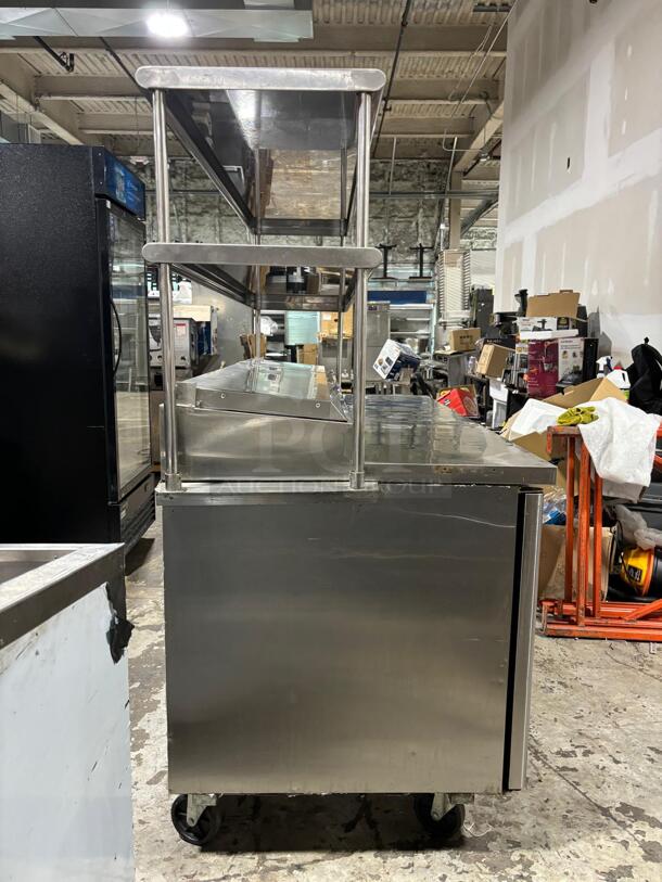 Bison Refrigeration BPT-67 Pizza Prep Unit, two-section, 20.0 cu. ft., side mounted self-contained refrigeration, self closing
 - Image 6 of 7