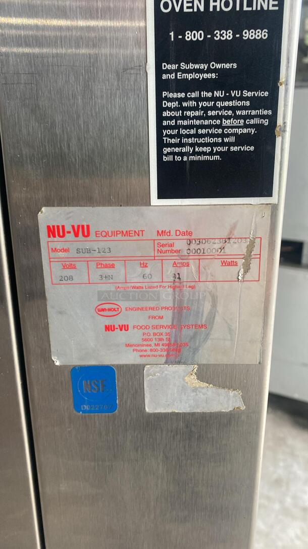 Subway Baking Center (Oven & Proofer ) SUB123 - Great Condition - Image 9 of 11