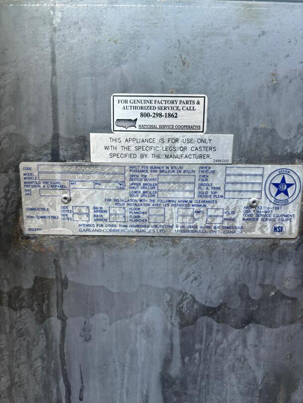 Garland M60XS Radiant Deck Type Broiler w/ Upper Finishing Oven, Natural Gas
 - Image 5 of 6