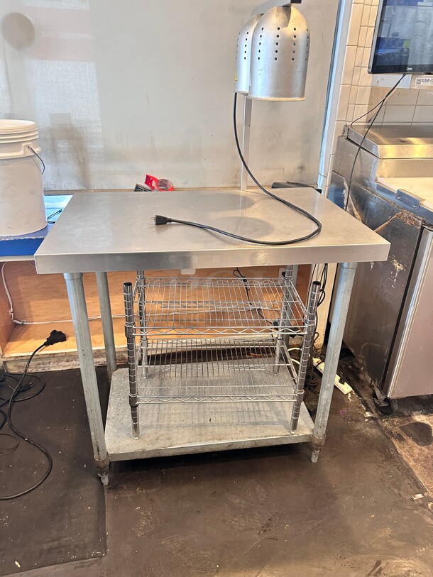Commercial Stainless Steel 36 inch Table With Heat Lamp