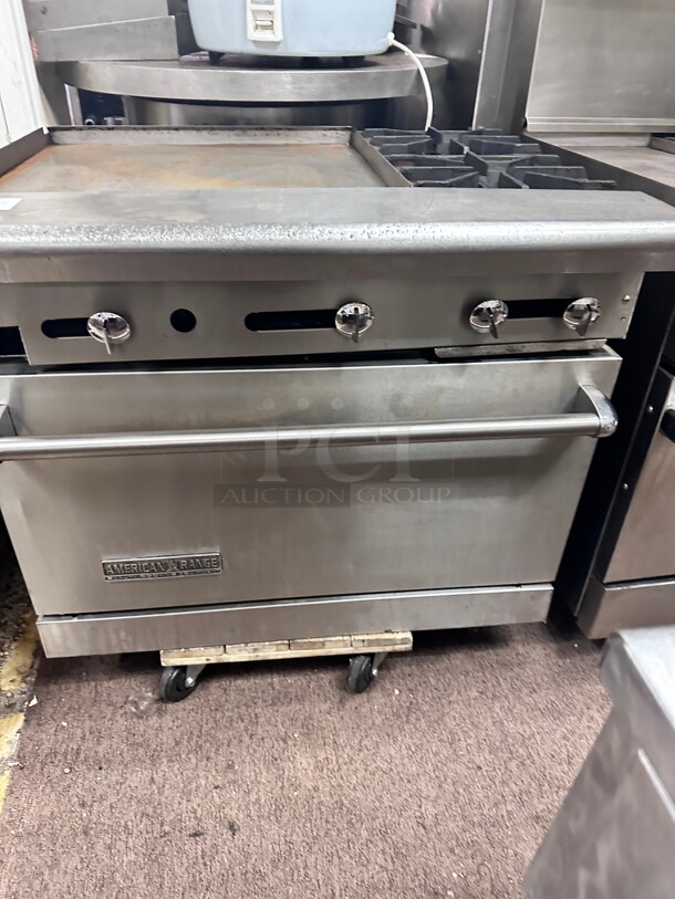 Certified Working American Range ARGF-24G-2B 36 inch 2 Burner Gas Range w/ 24 inch Griddle & Standard Oven, Natural Gas NSF - Image 1 of 6