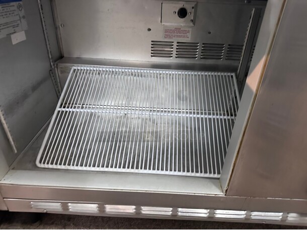 Certified Working Beverage-Air SPE60HC-24M 60 inch 2 Door Mega Top Refrigerated Sandwich Prep Table 115 Volt - Image 6 of 8