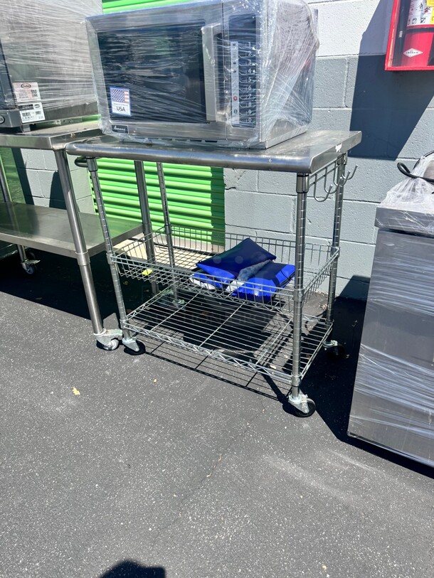 Excellent Stainless Steel Wire Cart - 34 x 20 x 36 Inch On Wheels - Image 6 of 6