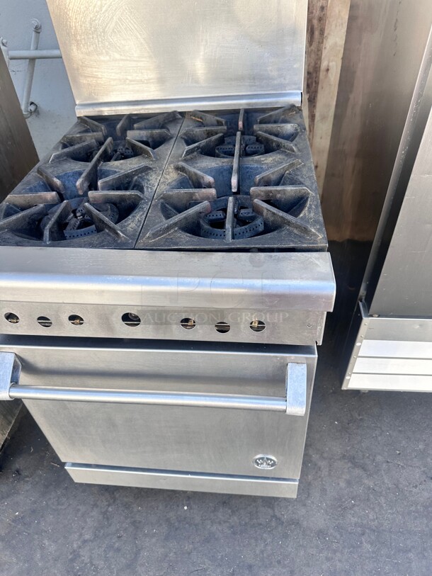 US Range Commercial 4 Burner With Oven Gas Range Working - Image 1 of 7