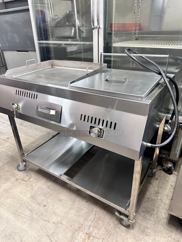 Like New Portable Commercial Propane griddle and Steamer Tested and Working! - Image 1 of 9