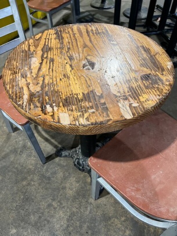 NICE! ALL ONE MONEY! Dining Set! Solid Wood 24" Round Dining Table! With Black Pedestal Base! With 2 Platinum Finish Metal Chairs! - Image 3 of 4