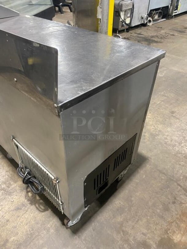 Leader Commercial Refrigerated Sandwich Prep Table! With Back Splash! With 3 Door Storage Space Underneath! Poly Coated Racks! All Stainless Steel! On Casters! Model: LM72S/C SN: PR010562 115V 60HZ 1 Phase - Image 4 of 9