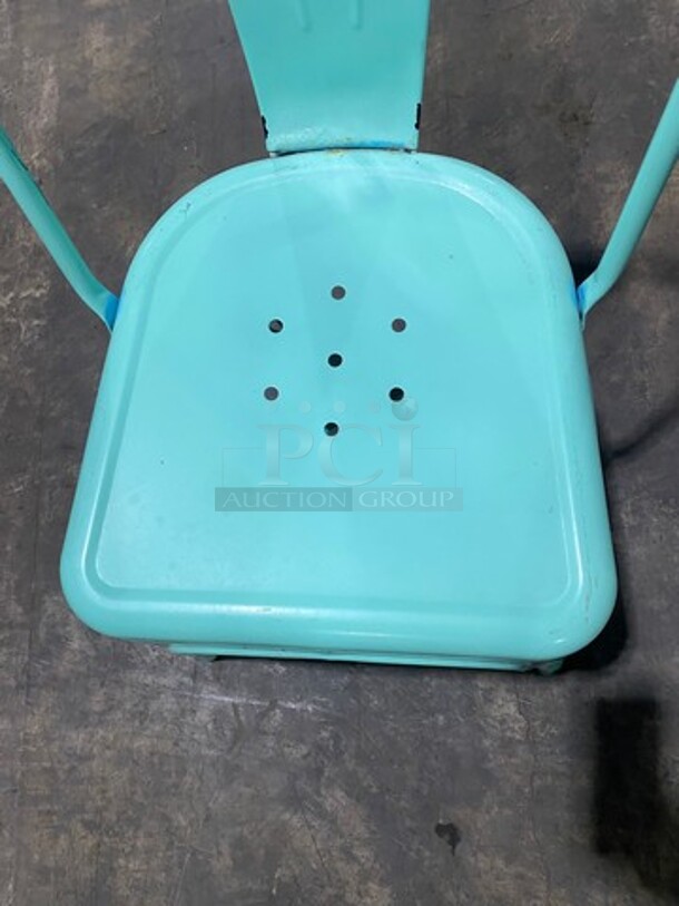 LIKE NEW! Light Blue Coated Tolix Style Metal Chairs! 8x Your Bid! - Image 5 of 6