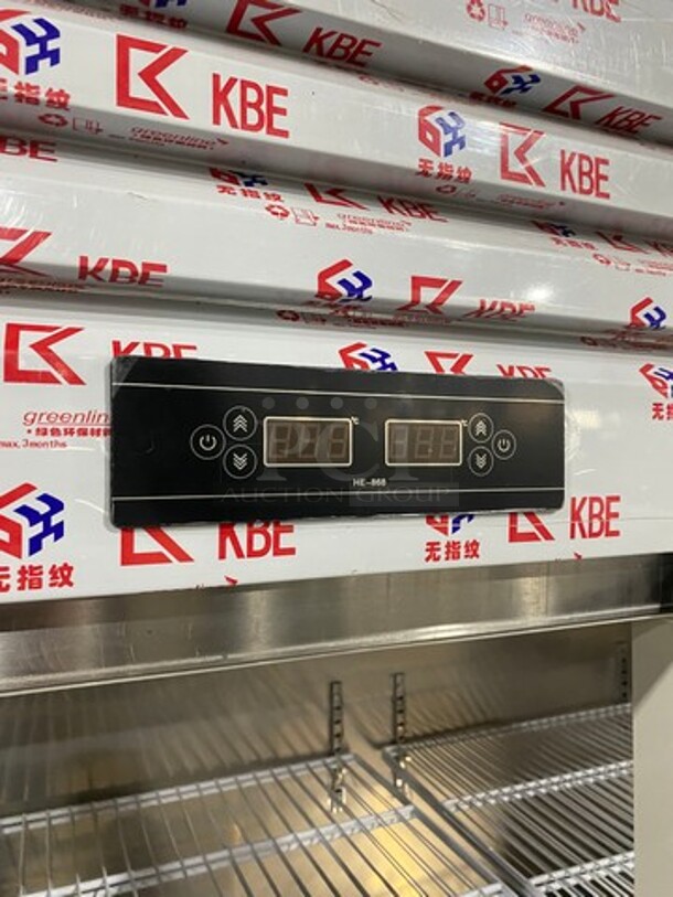 WOW! BRAND NEW! OUT OF THE BOX! LATE MODEL! 2021 Stainless Steel Commercial 6 Half Door Reach In Cooler! On Casters! Model: WG16L 110V - Image 7 of 10