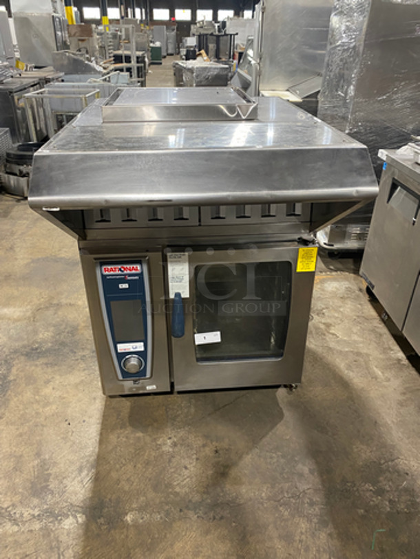 AWESOME! 2014 Rational Commercial Electric Powered Combi Convection Oven! With Rational  Ventless Exhaust System! With View Through Door! Metal Oven Racks! All Stainless Steel! WORKING WHEN REMOVED! Rational Model SCCWE! 3Phase!  Hood Model: 6074971 SN: ET1UE18075027413 120V 60HZ 1 Phase!