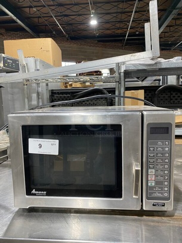 Amana Commercial Countertop Microwave Oven! Stainless Steel! Model: RFS12SW2A SN: 0806303836 120V 60HZ 1 Phase