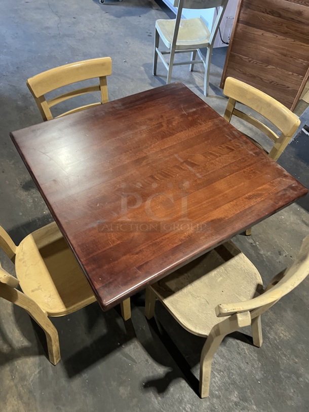 Nice! ALL ONE MONEY! Heavy Duty Full Solid Mohagany Wood Dining Table! With 4 Metal Ladder Back Dining Chairs!     - Image 5 of 6