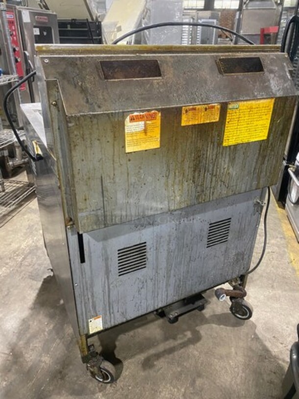 Henny Penny Commercial Natural Gas Powered 2 Bay Fryer! All Stainless Steel On Casters! Model: EEG142FFXX SN: BW1304009 - Image 4 of 12