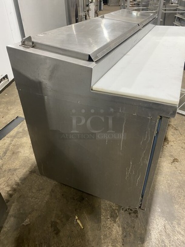 SWEEET! Delfield Model: 18672PTBM 72" Two Door Refrigerated Pizza Prep Table On Commercial Casters! 115V 1 Phase!  - Image 4 of 10
