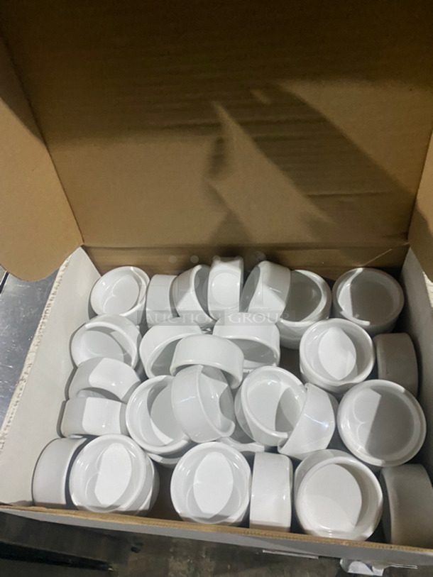 ALL ONE MONEY! Box Full Of White Ceramic Dipping Saucers! - Image 2 of 6