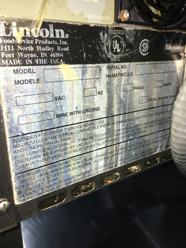 NICE! Lincoln Impinger Eletcric Powered Double Deck Conveyor Pizza Oven! With Storage Area Underneath! All Stainless Steel! On Casters! 2x Your Bid! Working When Removed! - Image 11 of 12