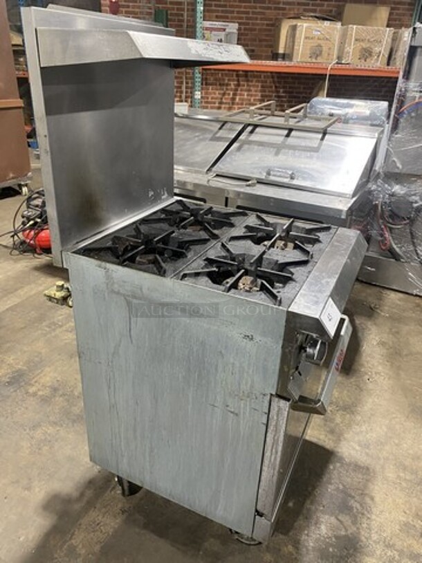 Nice! Ikon All Stainless Steel Natural Gas Powered 4 Burner Oven/Range With Raised BackSplash! With Oven Underneath! On Commercial Casters! Working When Removed! - Image 2 of 11