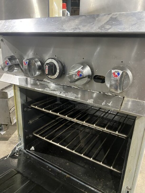 Nice! Ikon All Stainless Steel Natural Gas Powered 4 Burner Oven/Range With Raised BackSplash! With Oven Underneath! On Commercial Casters! Working When Removed! - Image 7 of 11