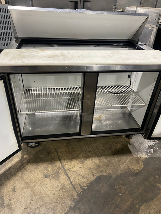 True Commercial Refrigerated Sandwich Prep Table! With Commercial Cutting Board! With 2 Door Underneath Storage Space! Poly Coated Racks! All Stainless Steel! On Casters! Model: TSSU4812 SN: 13941123 115V 60HZ 1 Phase - Image 5 of 10