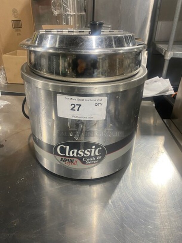 APW Wyott Commercial Countertop Cook And Serve! With Lid! Solid Stainless Steel! Model: PCW11 SN: 0909D01188 120V 60HZ 1 Phase - Image 1 of 10