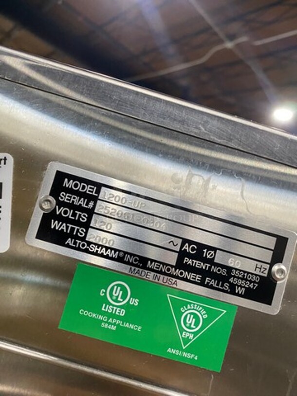 Alto Shaam Commercial Split Door Heated Holding Cabinet/ Food Warmer! All Stainless Steel! On Casters! Model: 1200UP SN: 2520610304 120V 60HZ 1 Phase - Image 5 of 9