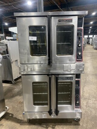 Garland Commercial Gas Powered Double Deck Convection Oven! With View Through Doors! Metal Oven Racks! All Stainless Steel! On Casters! 2x Your Bid Makes One Unit!