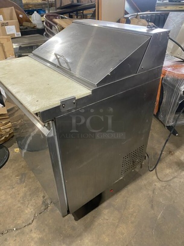 Adcraft Commercial Refrigerated Sandwich Prep Table! With Commercial Cutting Board! Single Door Storage Space Underneath! All Stainless Steel! On Casters! Model: SL1D SN: 6371420414100605 - Image 3 of 10