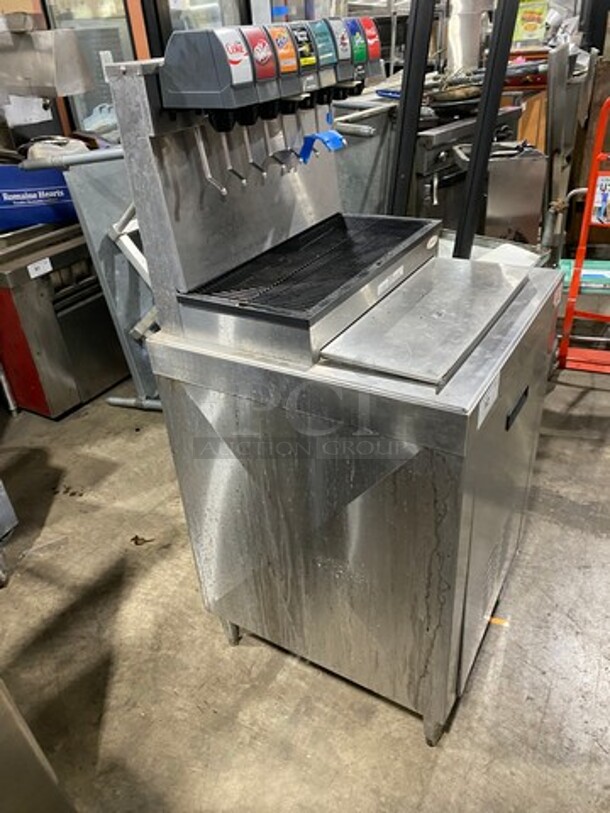 Cornelius Commercial 8 Spout And Ice Dispenser Beverage System! On Commercial Ice Bin! All Stainless Steel! On Legs! Model: CB2323AK SN: 74P1615KD160 115V - Image 3 of 10