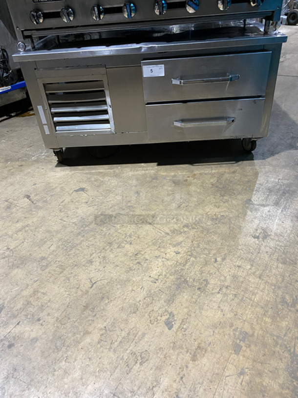 Leader Commercial 2 Drawer Chef Base/Equipment Stand! All Stainless Steel! Model LB48S/C Serial PU05M00376! 115V 1 Phase! On Casters! Goes Great With Lot 4!