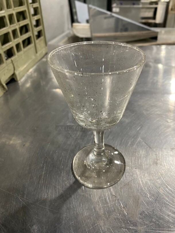 ALL ONE MONEY! Clear Glass Stemmed Drinking Glasses! Includes Poly Cup Crate! - Image 3 of 5