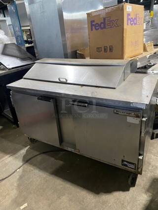 Beverage Air 60 Inch Sandwich Prep Table/Bain Marie! With 2 Door Cold Storage Underneath! Model SPE60-12! 115v 1 Phase! On Casters! 