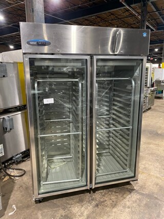 Hoshizaki Commercial 2 Door Reach In Freezer! With View Through Doors! All Stainless Steel! With Built In Pan Rack! Model CR2BFGY Serial E50251C! 115V 1Phase!