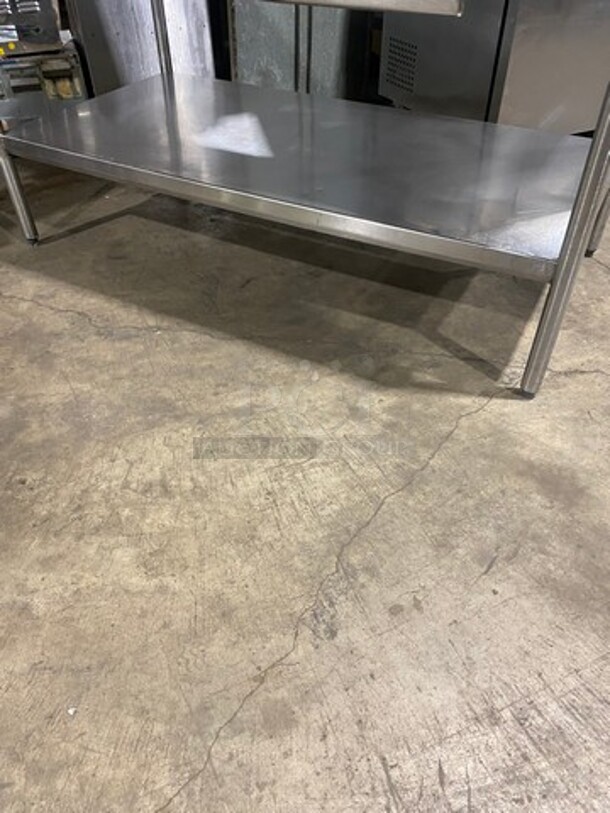 NICE! Solid Stainless Steel Work Top/ Prep Table! With Commercial Cutting Board! With Back Splash! With Mounted Can Opener! With Storage Space Underneath! On Legs! - Image 8 of 9