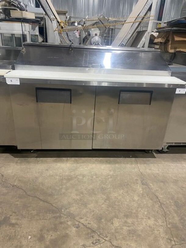 True Commercial Refrigerated Sandwich Prep Table! With Commercial Cutting Board! With 2 Door Underneath Storage Space! All Stainless Steel! On Casters! Model: QA6024MB SN: 13867430 115V 60HZ 1 Phase - Image 1 of 10