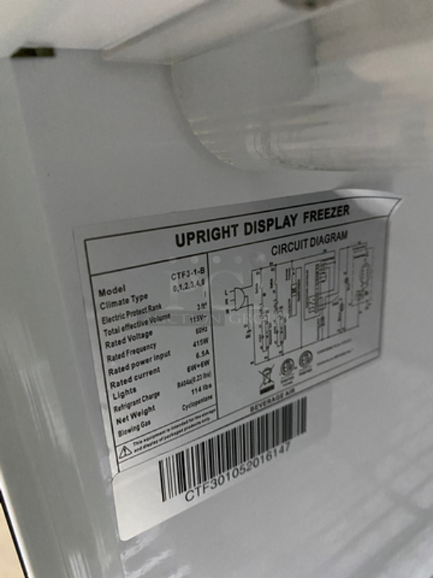 FABULOUS! Late Model! Beverage Air Countertop Mini Freezer! With View Through Door! With Poly Coated Racks! Model: CTF3-1-B SN: CTF301052016147 115V 60HZ 1 Phase - Image 6 of 7