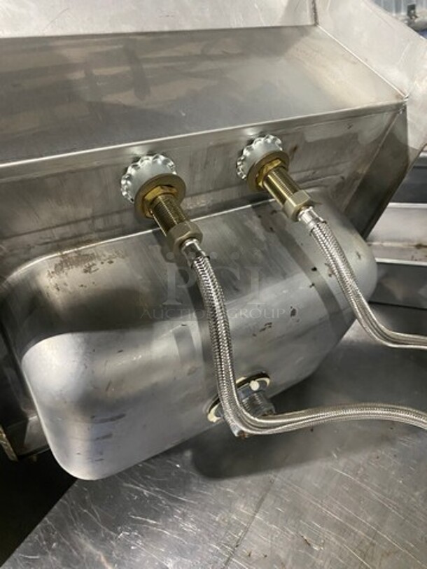 Commercial Stainless Steel Hand Sink! With Raised Back Splash! With Faucet And Handles! - Image 7 of 7