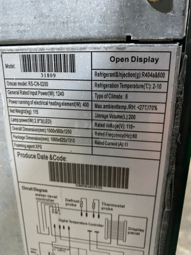 Omcan Commercial Refrigerated Grab-N-Go Open Display Case! All Stainless Steel Body! On Casters! Model: RSCN0200 110V 60HZ 1 Phase - Image 10 of 11