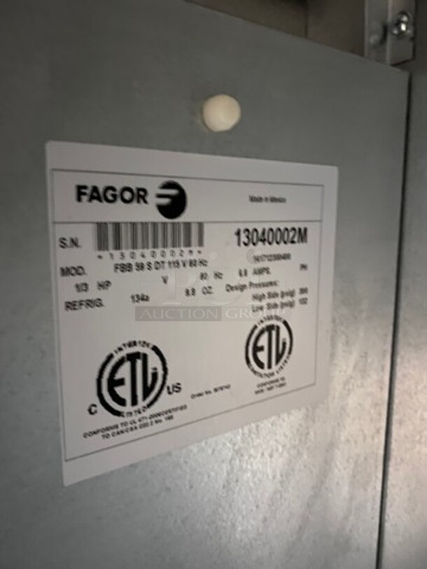 NICE!  Fagor Commercial 2 Door Bar Back Cooler! With View Through Doors! All Stainless Steel! Model: FBB59SDT SN: 13040002M 115V 60HZ 1 Phase - Image 8 of 10