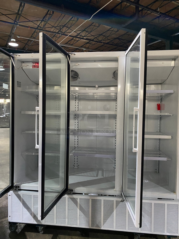 Master Bilt Commercial 3 Door Reach In Freezer Merchandiser! With View Through Doors! With Poly Coated Racks! Model: BLG74HD SN: 014100 115/208/230V 60HZ 1 Phase - Image 5 of 9