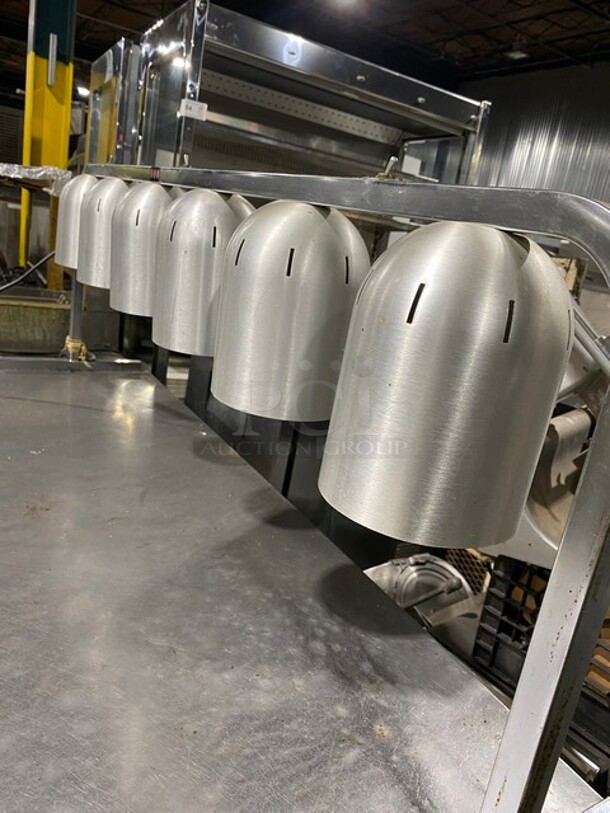 AMAZING! All Stainless Steel Commercial Work/Prep Table! With 6 Food Warming Lamps Underneath! With Can Opener Attachment! With Underneath Storage Space! On Legs! - Image 5 of 9
