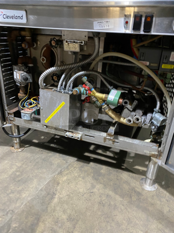WOW! Cleveland Natural Gas Powered Commercial Double Tilted Kettle Cabinet Assembly! With 2 10 Gallon Kettles! All Stainless Steel! On Legs! Model: 36GMK1010200 SN: 1411230000835 115V 60HZ 1 Phase - Image 8 of 12