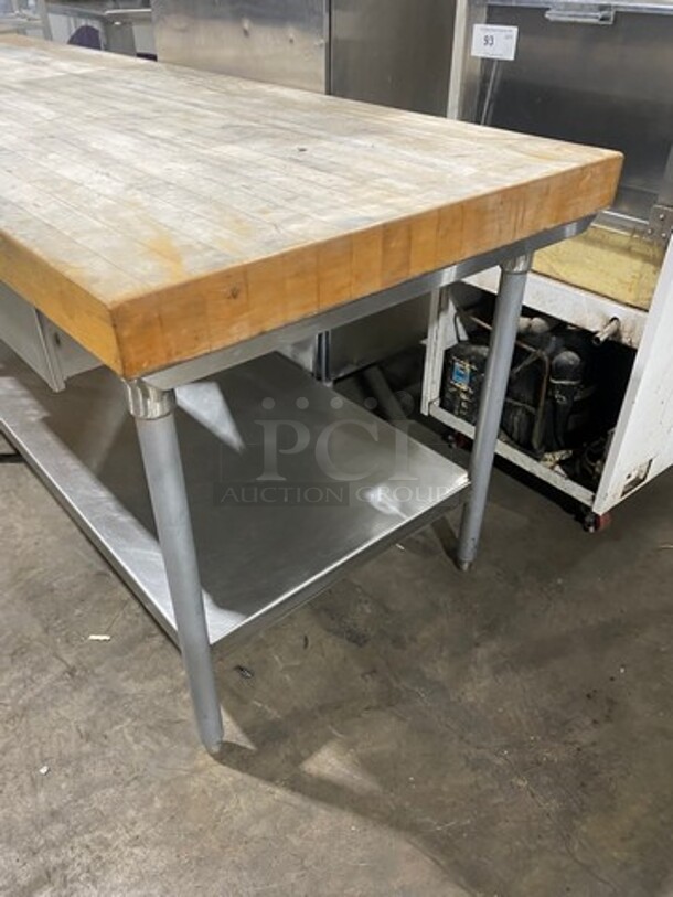 Commercial Butcher Block Table! With Storage Space Underneath! With Single Drawer! Stainless Steel Body! On Legs! - Image 2 of 8