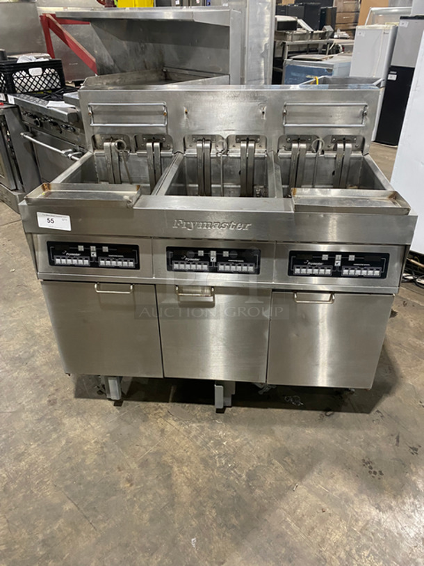 Frymaster Commercial Electric Powered 3 Bay Deep Fat Fryers! All Stainless Steel! On Casters! Model: FPH317TCSD SN: 0201NV0006 208V 60HZ 3 Phase