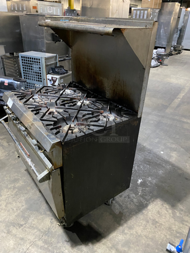 Vulcan Commercial Natural Gas Powered 6 Burner Stove! With Full Size Oven Underneath! Metal Oven Rack! With Raised Back Splash And Salamander Shelf! All Stainless Steel! - Image 2 of 10