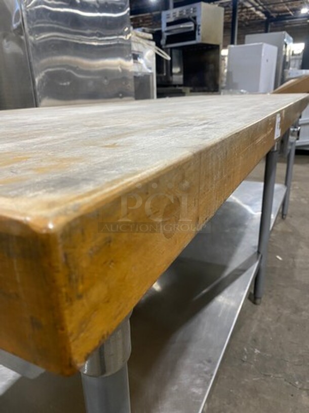 Commercial Butcher Block Table! With Storage Space Underneath! With Single Drawer! Stainless Steel Body! On Legs! - Image 6 of 8