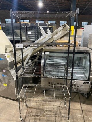 Commercial Metal 5 Tier Shelf! On Casters! BUYER MUST DISMANTLE! PCI CANNOT DISMANTLE FOR SHIPPING! PLEASE CONSIDER FREIGHT CHARGES!