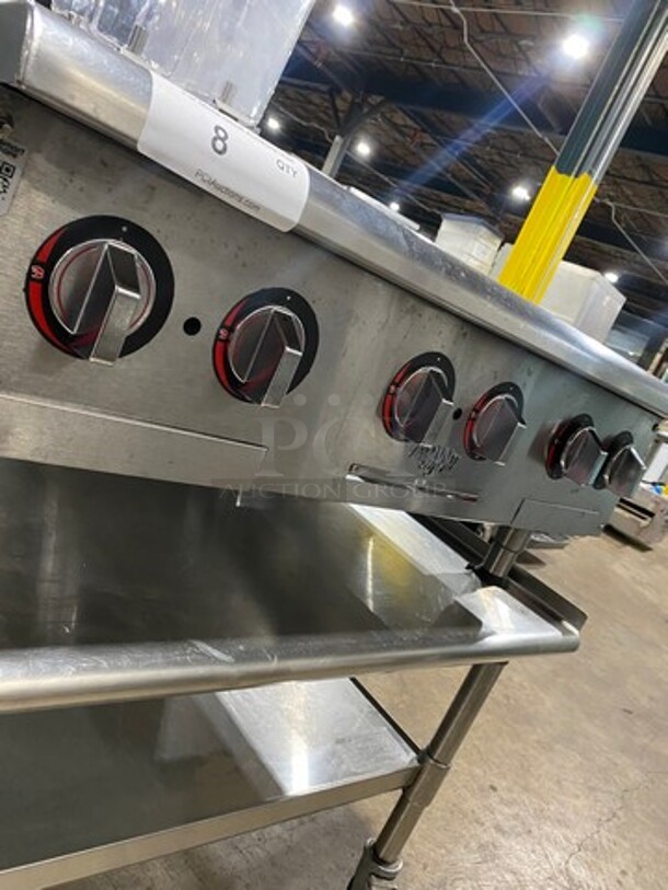 APW Wyott Commercial Countertop Natural Gas Powered 6 Burner Range! On Legs! On Equipment Stand! With Storage Space Underneath! All Stainless Steel! On Casters! - Image 8 of 9