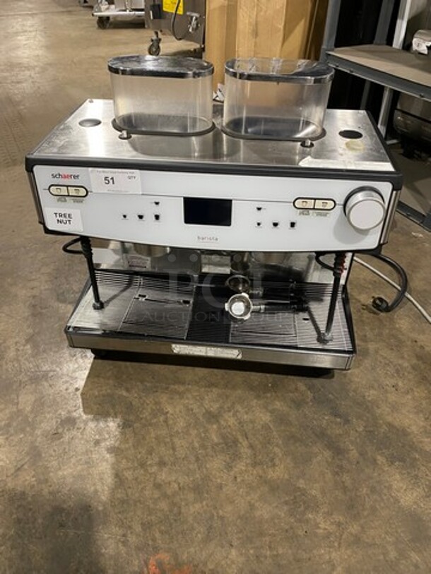 WOW! LATE MODEL! Dunkin Donuts Edition! Schaerer Commercial Countertop 2 Group Espresso Machine! With Steam Lines! Stainless Steel! On Small Legs!