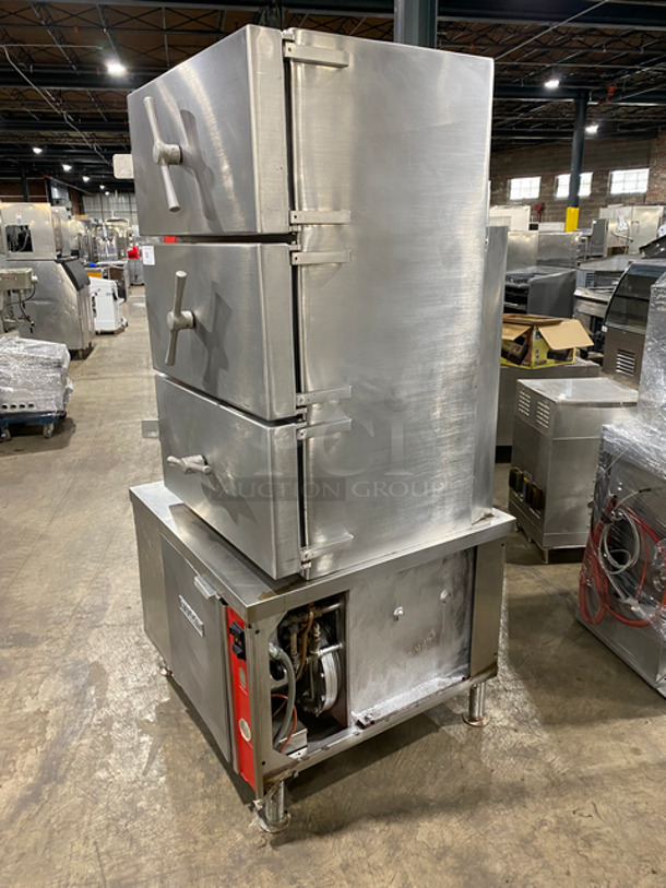 GREAT! Vulcan Commercial Triple Deck Pressure Steam Cooker! All Stainless Steel! On Legs! Model: VHL3G 120V 60HZ 1 Phase - Image 2 of 6