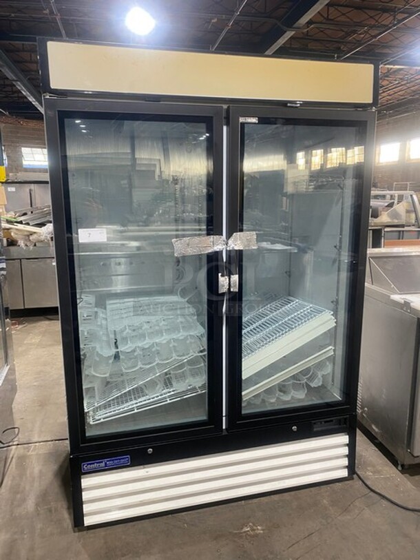 LATE MODEL 2019! Central Commercial 2 Door Reach In Refrigerator Merchandiser! With Poly Coated Racks! With View Through Doors! Model 69K115HC Serial 9064722! 115V 1Phase! Working When Removed! - Image 1 of 7